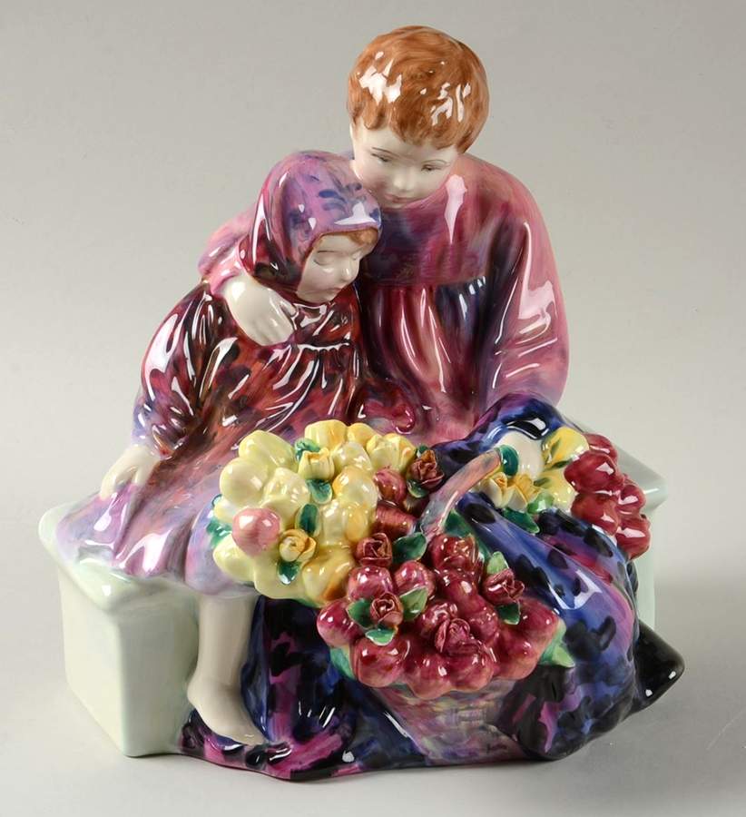 Royal Doulton Figurine The Flower Seller's Children-Purple,Red - No Box by Royal Doulton-1