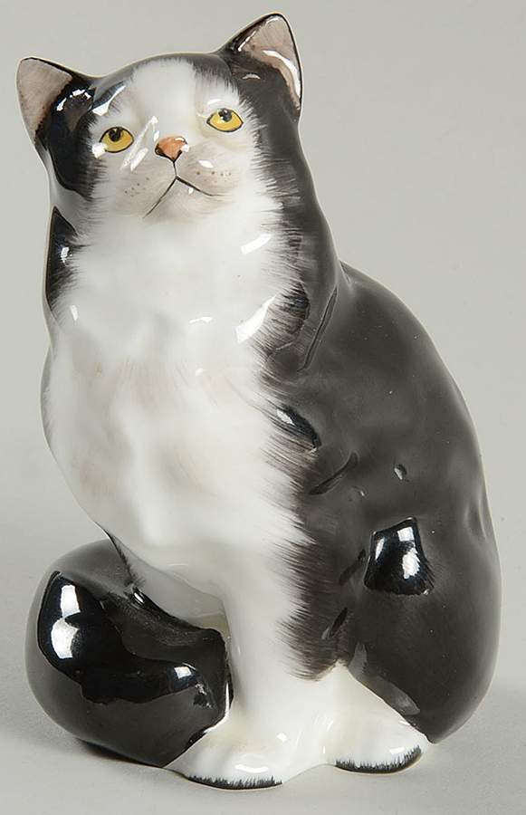 Animals Persian Cat-Seated-Black & White - Boxed by Royal Doulton-1