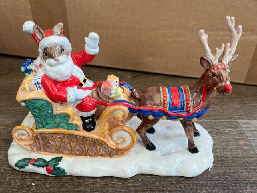 Bunnykins Figurines Dashing Through The Snow - Boxed by Royal Doulton-1