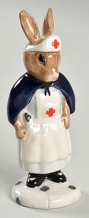 Bunnykins Figurines Nurse Bunnykins-1st Var-Red Cross - Boxed by Royal Doulton-1