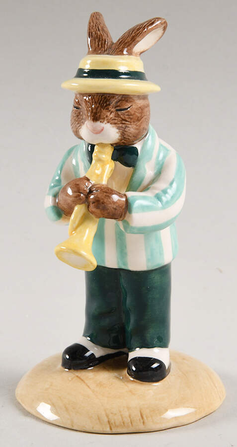 Bunnykins Figurines Trumpet Player - With Box-Bx542 by Royal Doulton-1