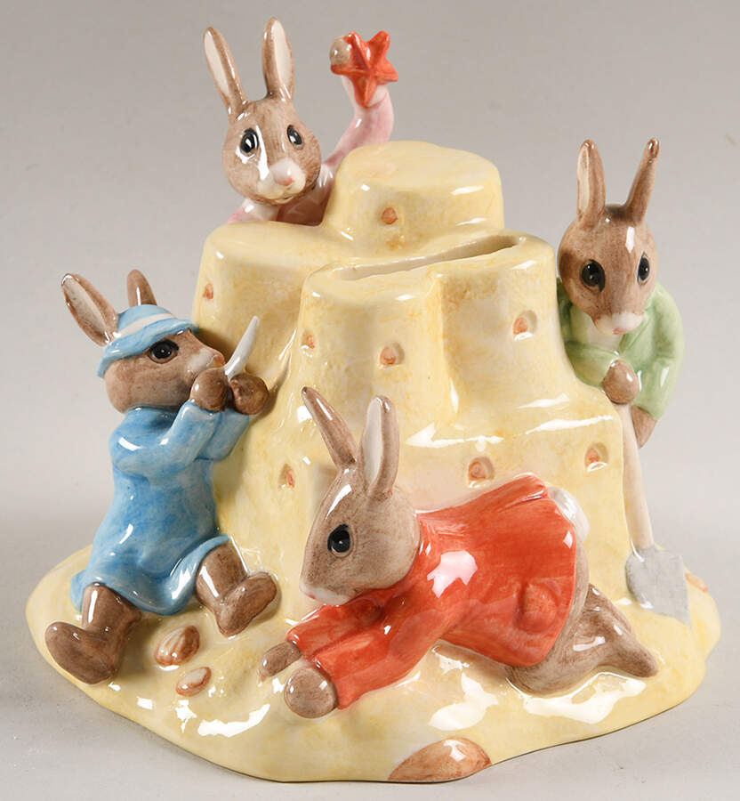 Bunnykins Figurines Sandcastle-Money Bank - With Box by Royal Doulton-1