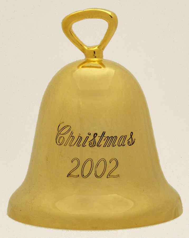 Goldplated Christmas Bell 2002 Gold Bell - Boxed by Reed & Barton-1