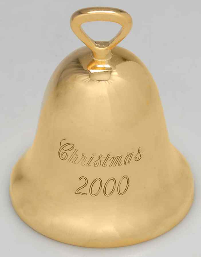 Goldplated Christmas Bell 2000 Gold Bell - Boxed by Reed & Barton-1