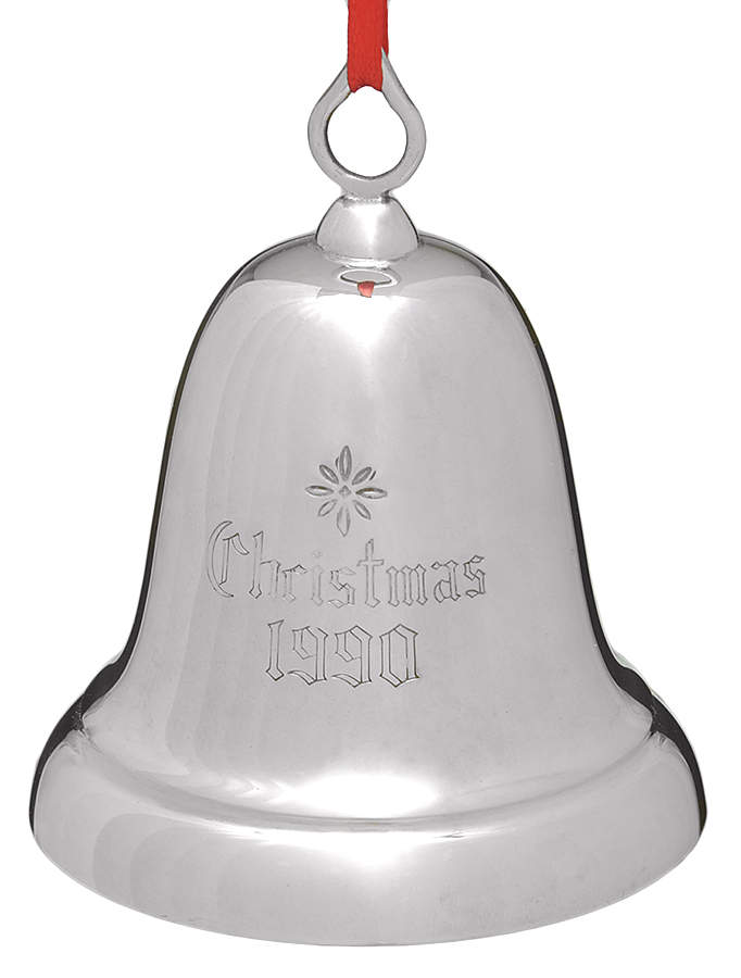 Sterling Christmas Bell 1990-Sterling Bell - Boxed by Reed & Barton-1