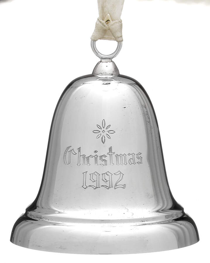Sterling Christmas Bell 1992-Sterling Bell - Boxed by Reed & Barton-1
