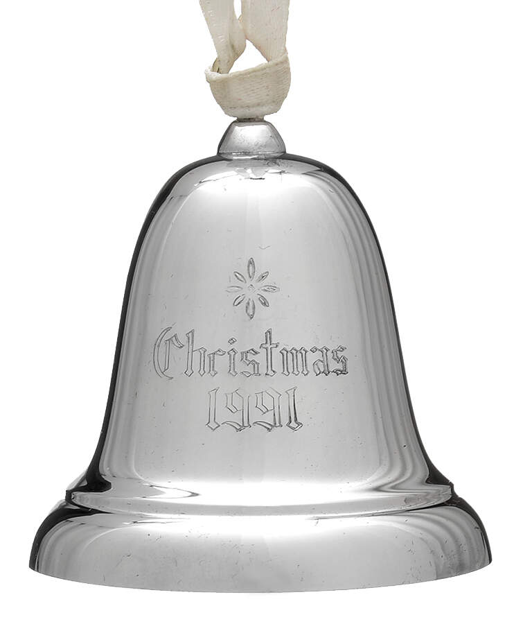 Sterling Christmas Bell 1991-Sterling Bell - Boxed by Reed & Barton-1