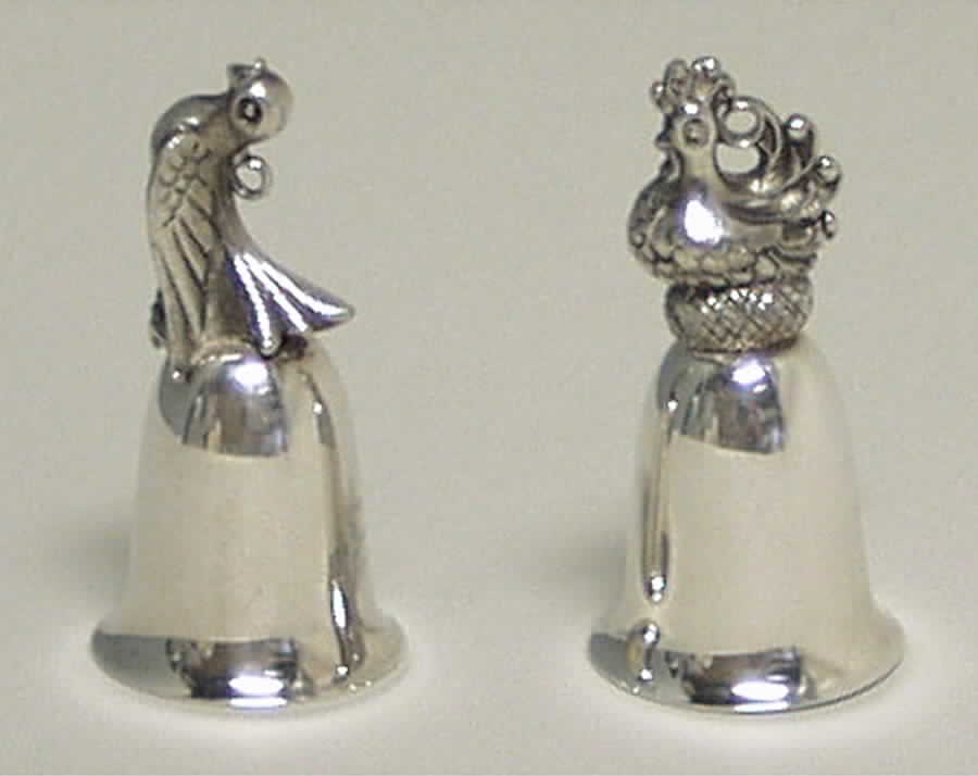 Twelve Days of Christmas-Bell 3 French Hens/ 4 Colly Birds - Boxed by Reed & Barton-1