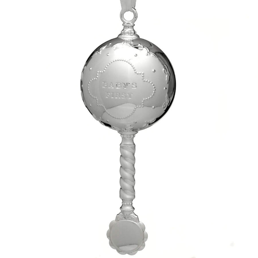 Babys First Christmas-Silverplate Baby's First Rattle - No Box by Reed & Barton-1