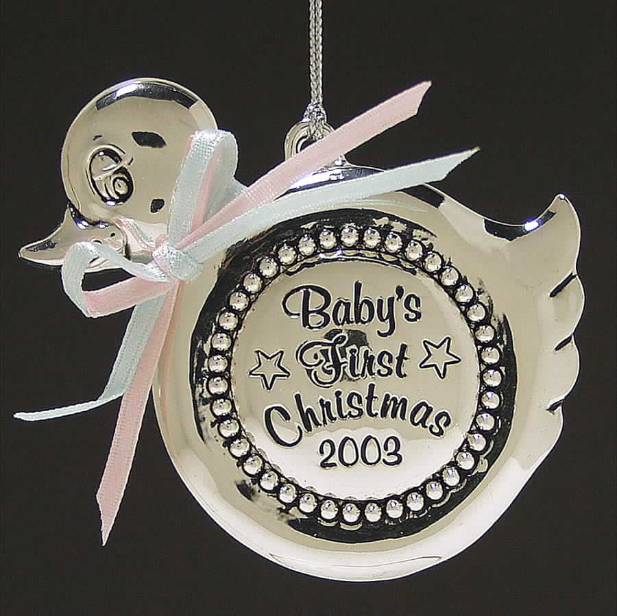 Babys First Christmas-Silverplate Duck W/Picture Frame On Back - No Box by Reed & Barton-1