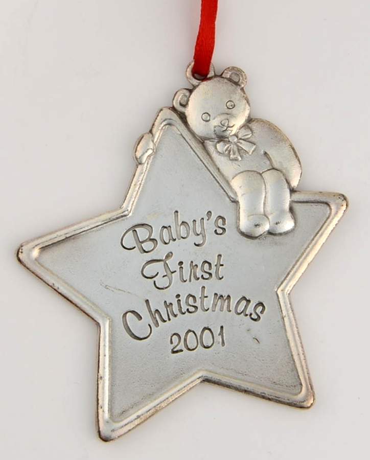 Babys First Christmas-Silverplate Teddy Bear On Star - Boxed by Reed & Barton-1