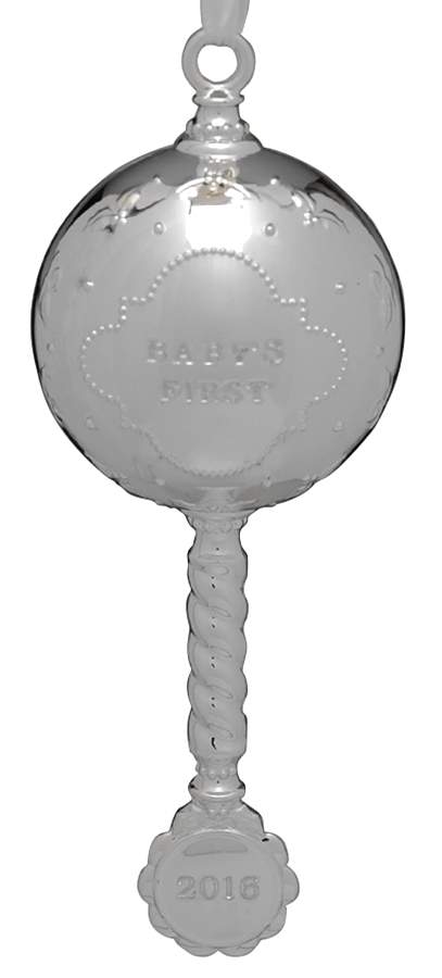 Babys First Christmas-Silverplate Baby's First Rattle - No Box by Reed & Barton-1