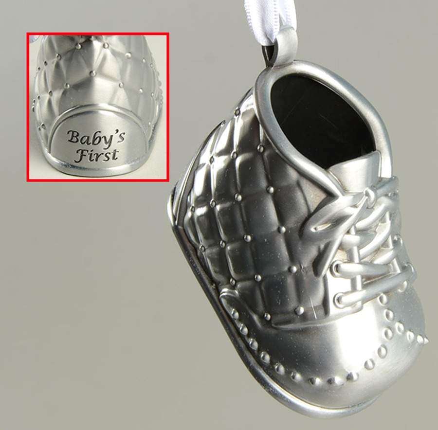 Babys First Christmas-Silverplate Boys Baby Shoe - Silverplate - Boxed by Reed & Barton-1