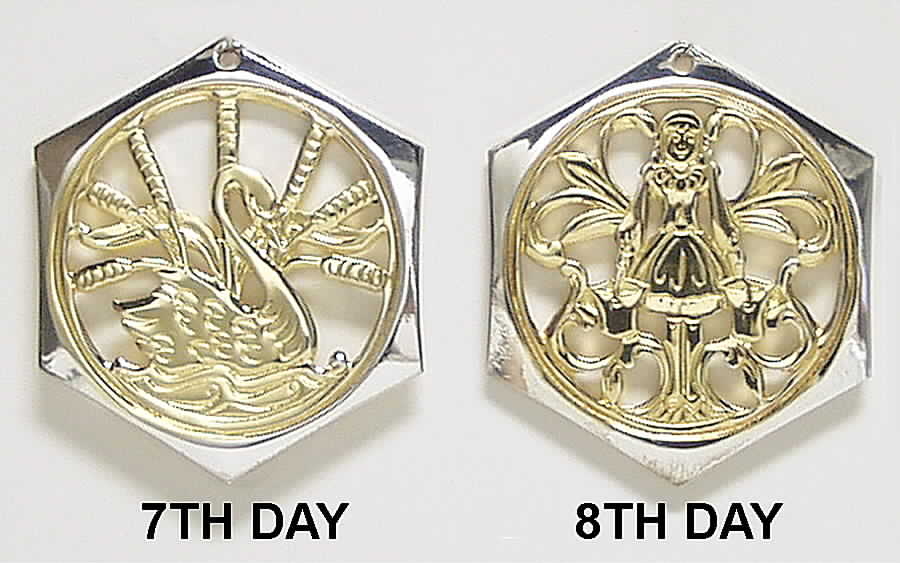 Twelve Days of Christmas-Pairs 7 Swans A Swimming & 8 Maids A Milking - Boxed by Reed & Barton-1