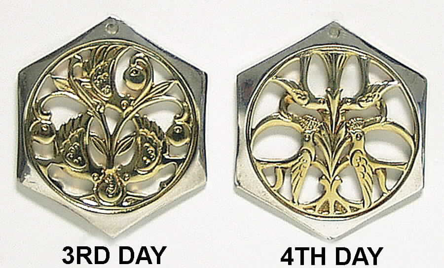Twelve Days of Christmas-Pairs 3 French Hens & 4 Colly Birds - Boxed by Reed & Barton-1
