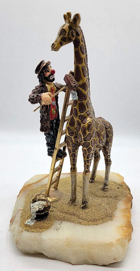 Clown Sculptures Giraffe Getting A Bath - No Box by Ron Lee-1