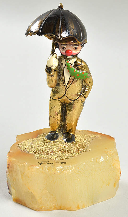 Clown Sculptures Executive With Black Umbrella - No Box by Ron Lee-1