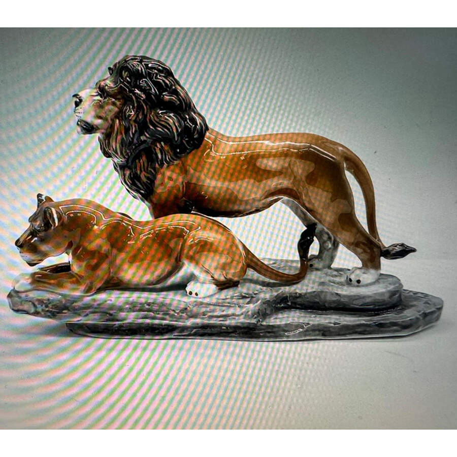 Rosenthal Figurine Lion & Lioness Glazed - No Box by Rosenthal - Continental-1