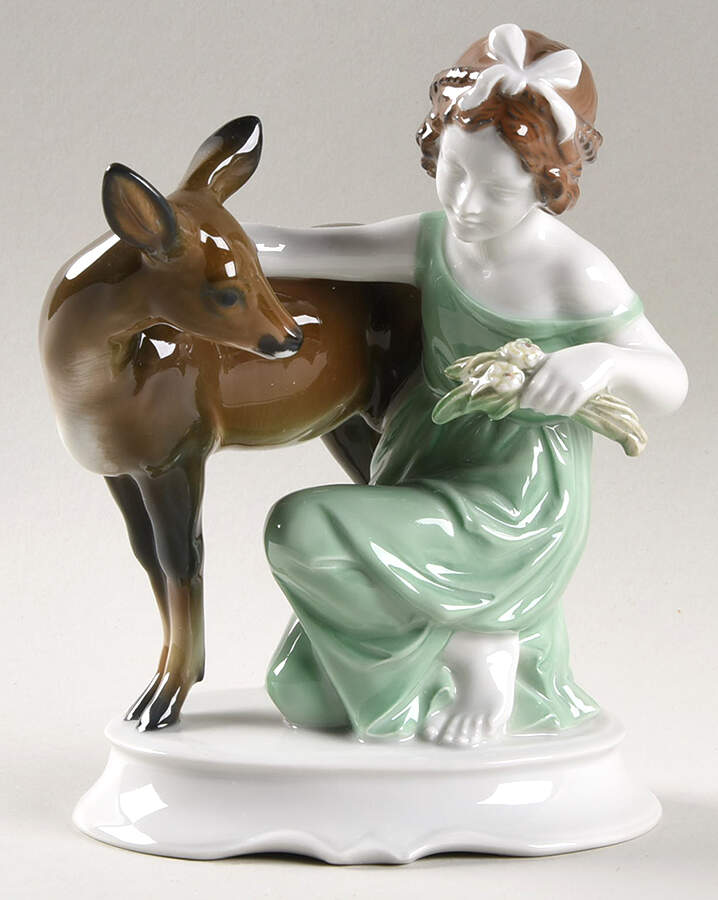 Rosenthal Figurine Girl With Fawn - No Box by Rosenthal - Continental-1