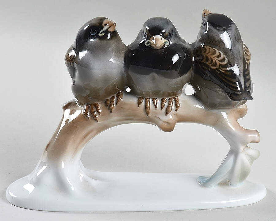 Rosenthal Figurine Sparrows On Branch-Black - No Box by Rosenthal - Continental-1
