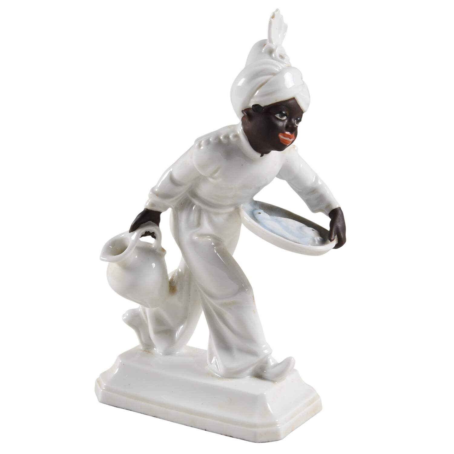 Rosenthal Figurine Moor W/ Fish Plate-White - No Box by Rosenthal - Continental-1