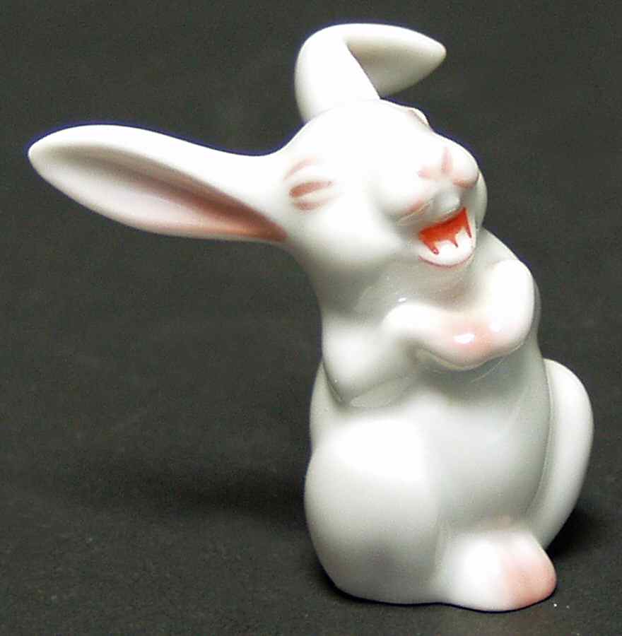 Rosenthal Figurine Laughing Rabbit-White With Pink Accent - No Box by Rosenthal - Continental-1