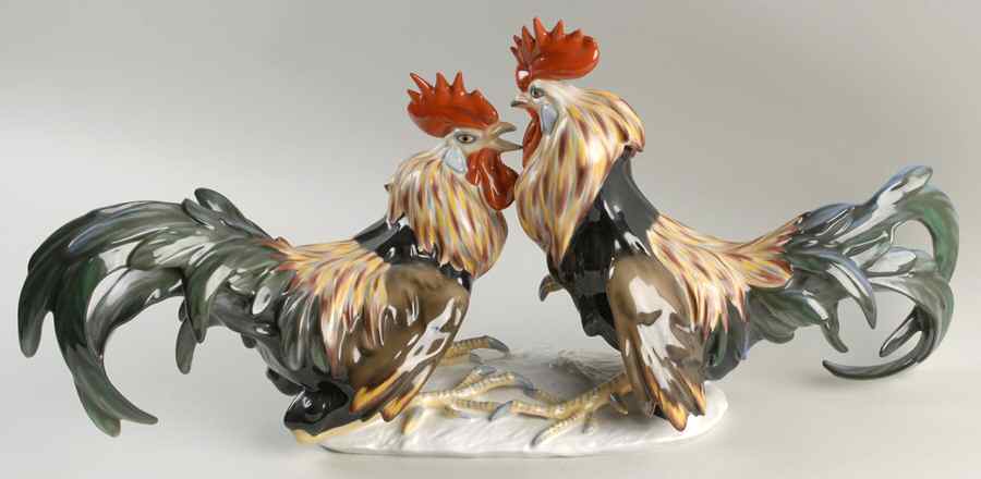 Rosenthal Figurine Fighting Cocks - No Box by Rosenthal - Continental-1