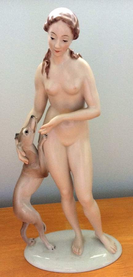 Rosenthal Figurine Nude Lady With Dog - No Box by Rosenthal - Continental-1