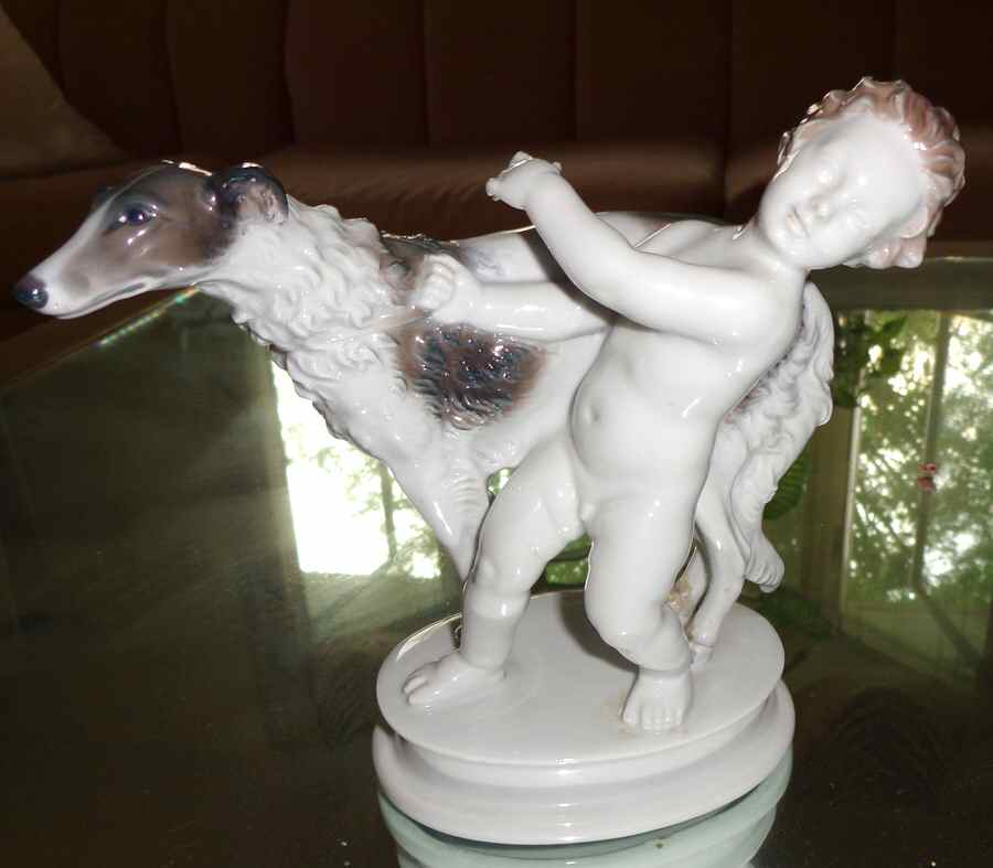 Rosenthal Figurine Cherub With Whippet - No Box by Rosenthal - Continental-1