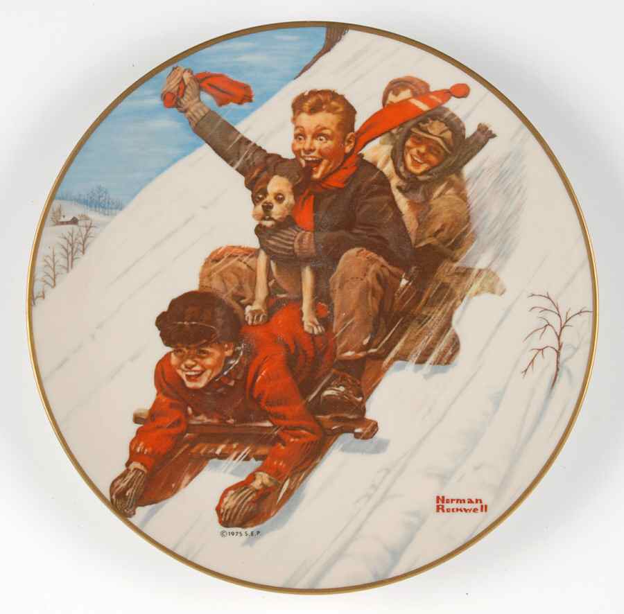 Norman Rockwell Christmas Downhill Daring - With Box by Royal Devon-1