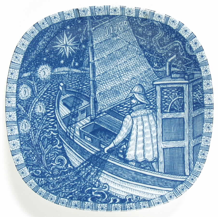 Rorstrand Christmas Plate Fishermen Sailing Home - No Box by Rorstrand-1