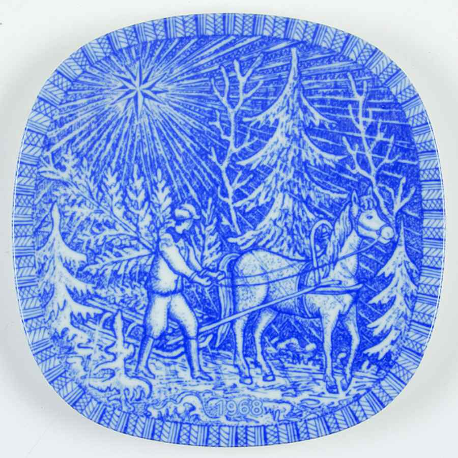 Rorstrand Christmas Plate Bringing Home The Tree - With Box by Rorstrand-1