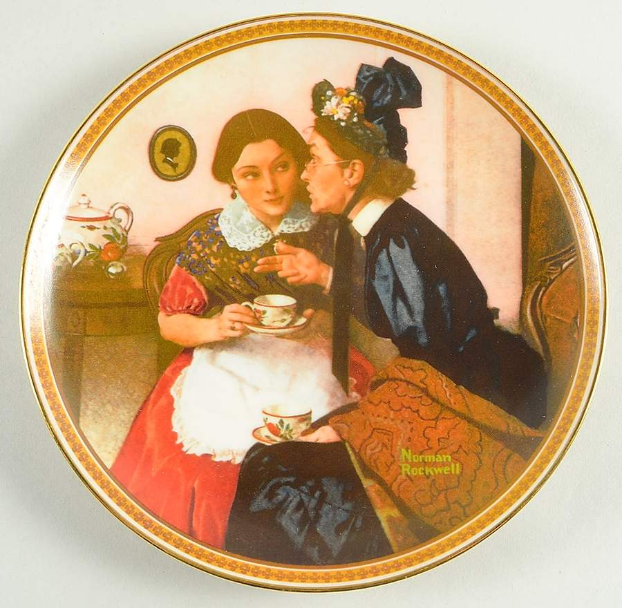 Rediscovered Women Gossiping In The Alcove - No Box by Rockwell Society-1