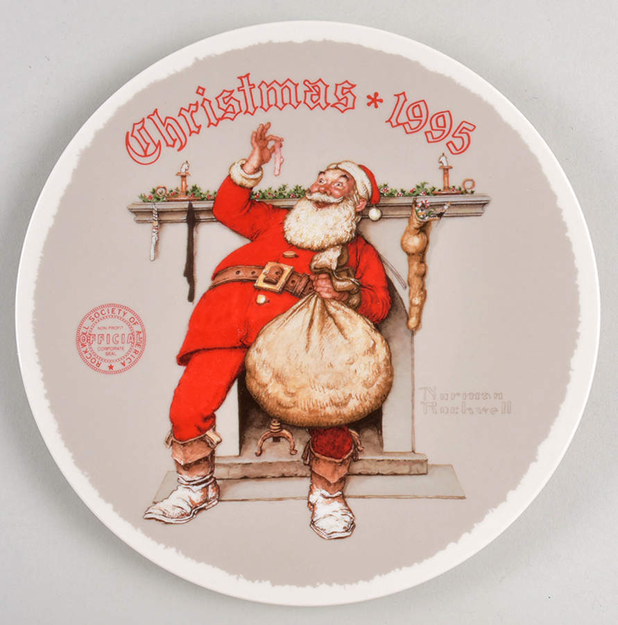 Annual Christmas Plate Filling The Stocking - No Box by Rockwell Society-1