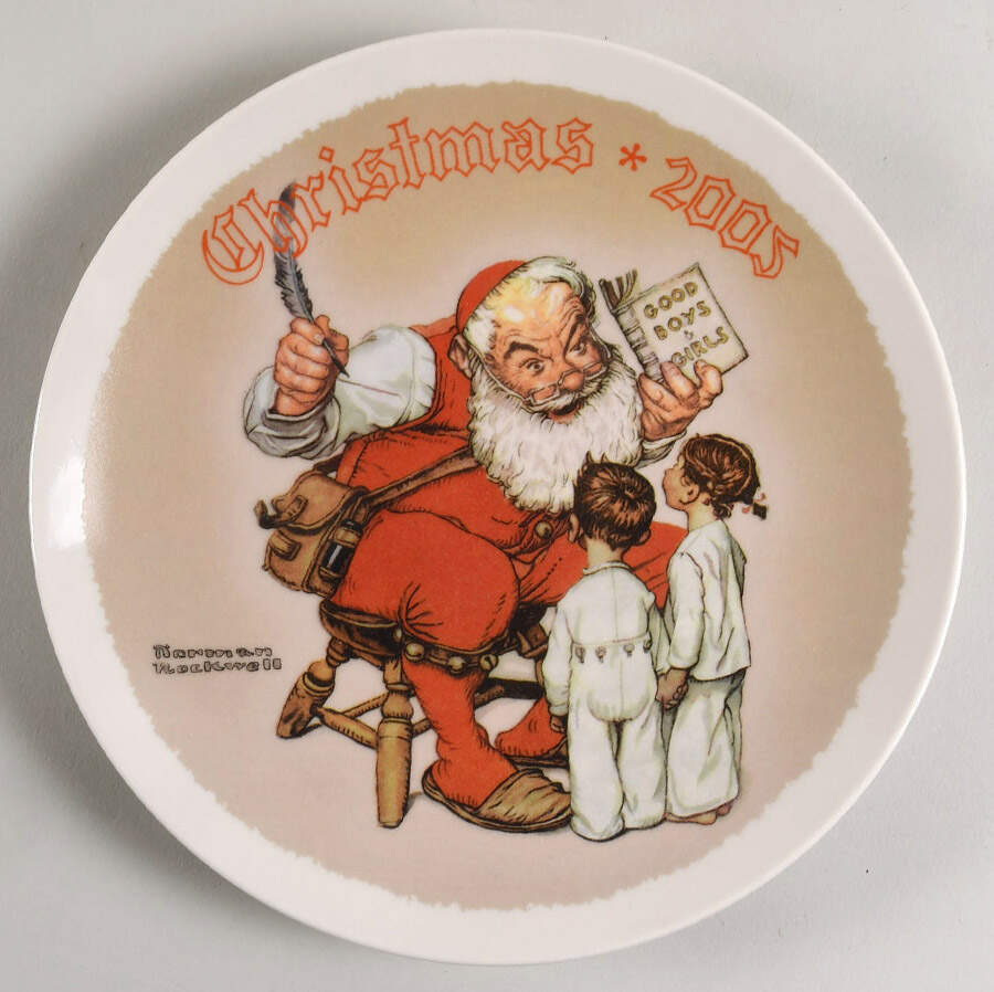 Annual Christmas Plate Making A List - No Box by Rockwell Society-1
