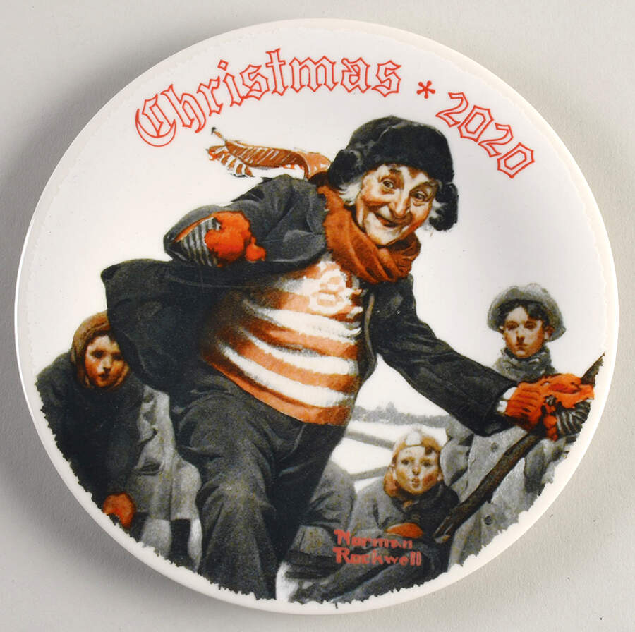 Annual Christmas Plate Gramps Skating - No Box by Rockwell Society-1