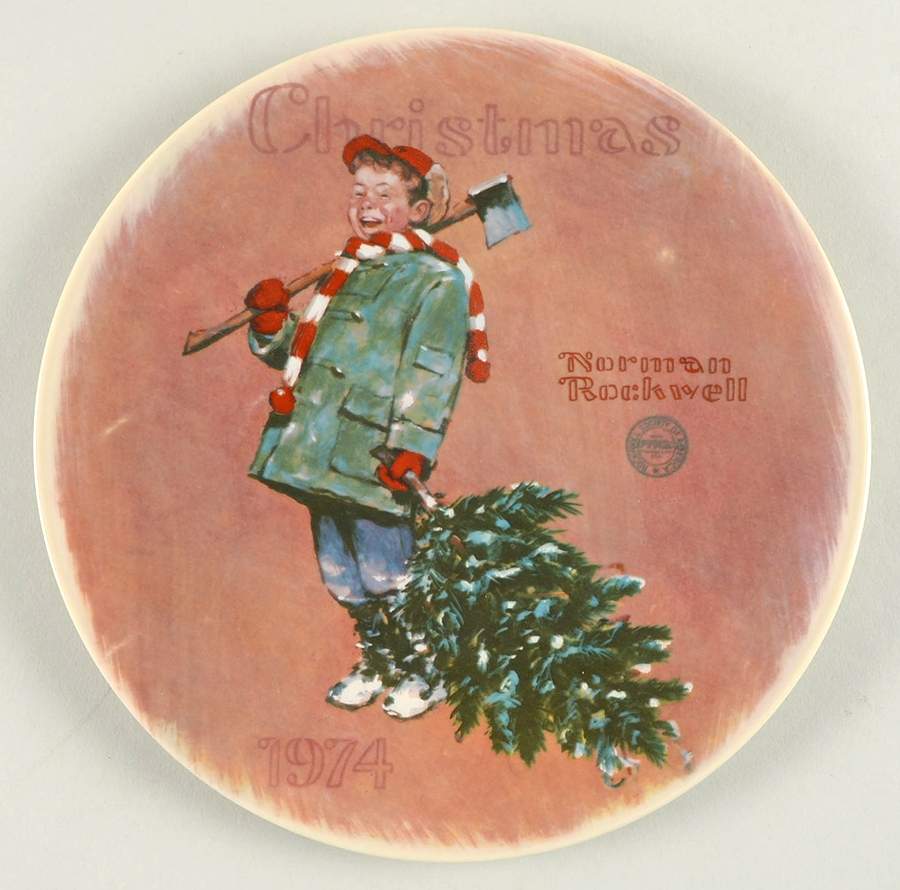 Annual Christmas Plate Scotty Gets His Tree - With Box by Rockwell Society-1
