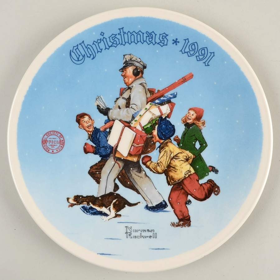 Annual Christmas Plate Santa's Helper - Boxed by Rockwell Society-1