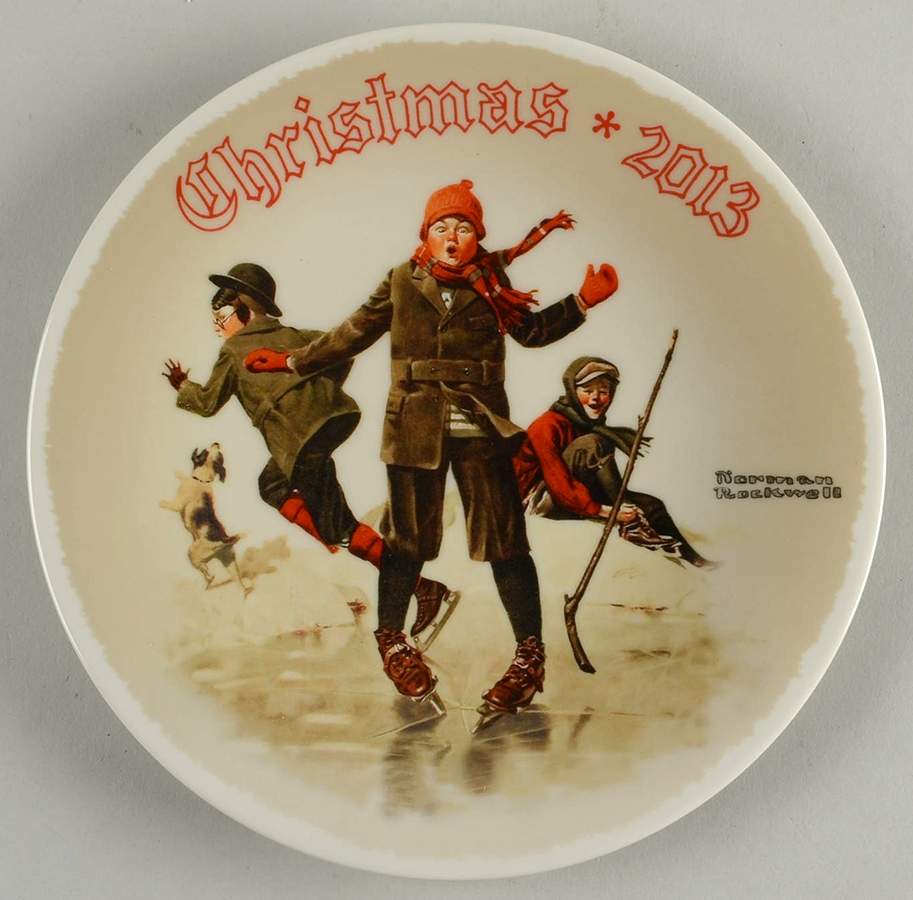 Annual Christmas Plate On Thin Ice - No Box by Rockwell Society-1