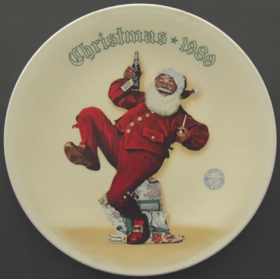 Annual Christmas Plate Jolly Old St Nick - With Box by Rockwell Society-1