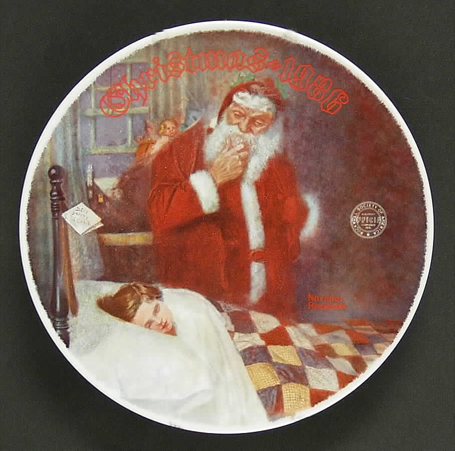 Annual Christmas Plate Deer Santy Claus - Boxed by Rockwell Society-1