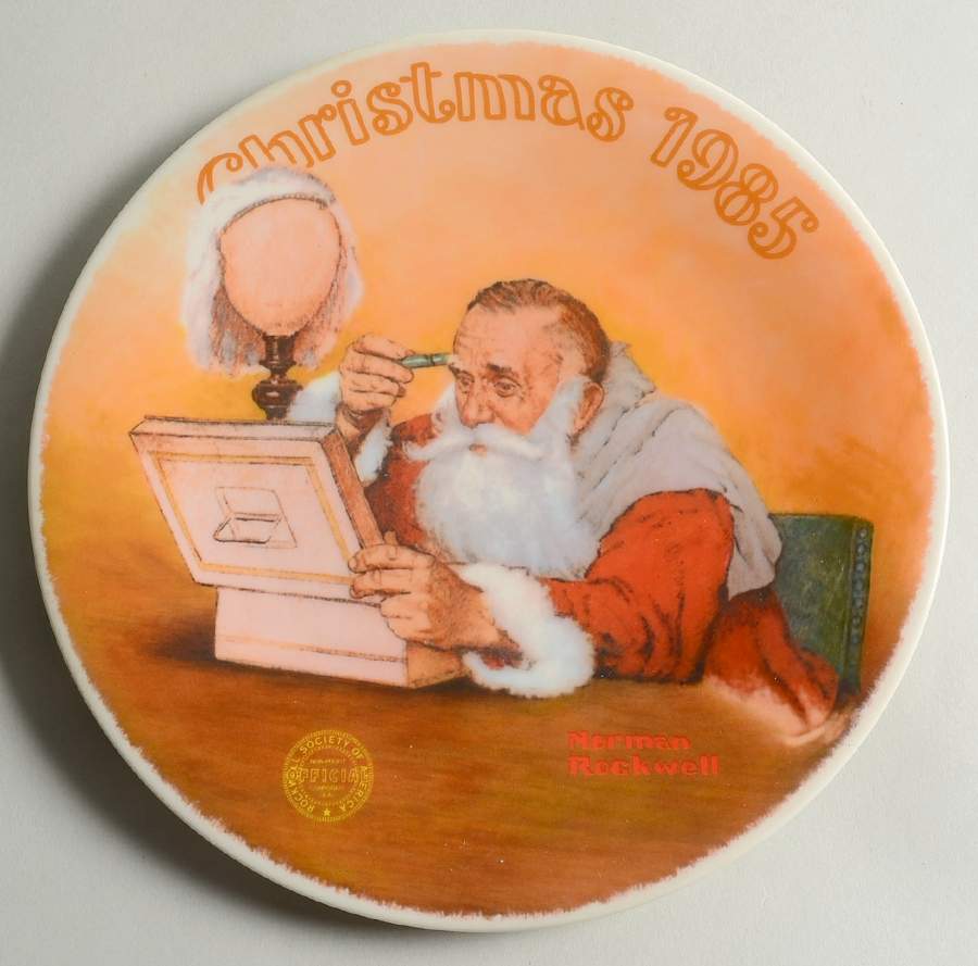 Annual Christmas Plate Grandpa Plays Santa - Boxed by Rockwell Society-1