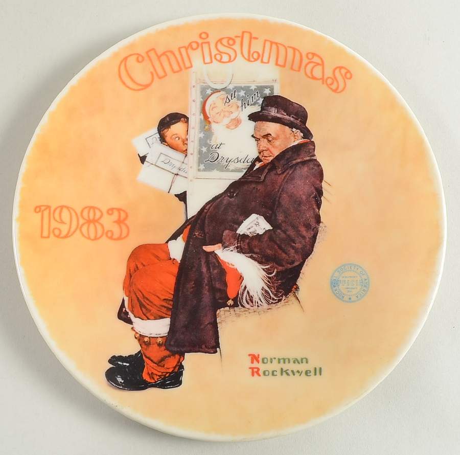 Annual Christmas Plate Santa In The Subway - Boxed by Rockwell Society-1