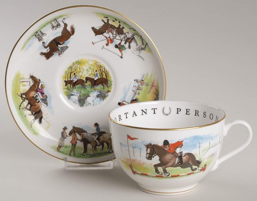 Very Important Person Cup & Saucer Equestrian Cup & Saucer - No Box by Royal Worcester-1