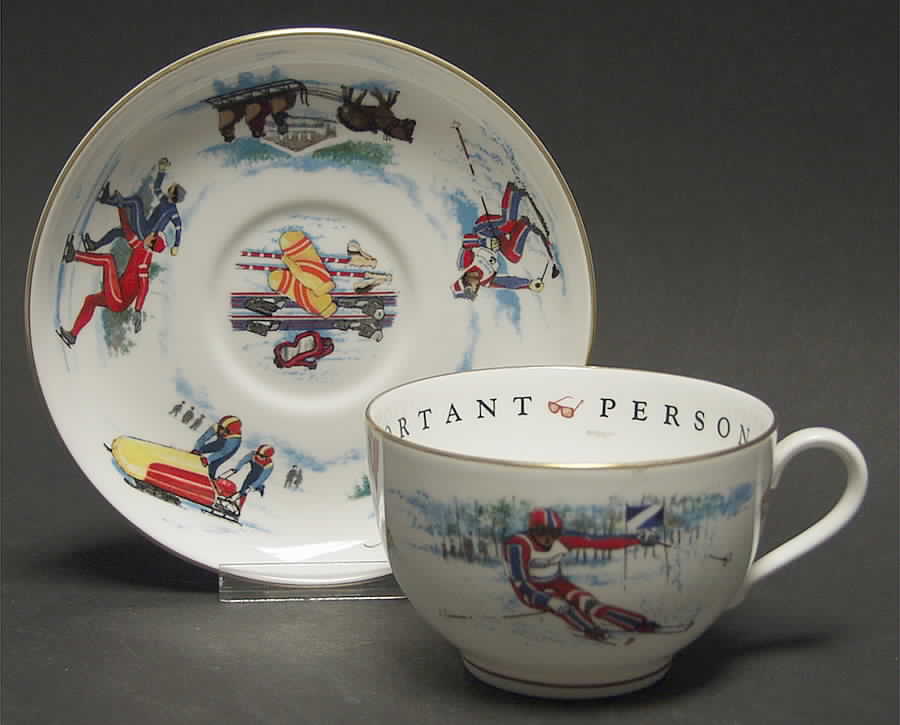 Very Important Person Cup & Saucer Winter Sports Cup & Saucer - Boxed by Royal Worcester-1