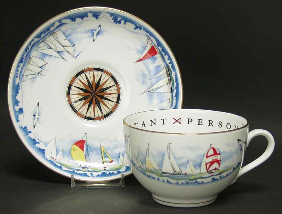 Very Important Person Cup & Saucer Nautical Sailing Cup & Saucer - No Box by Royal Worcester-1