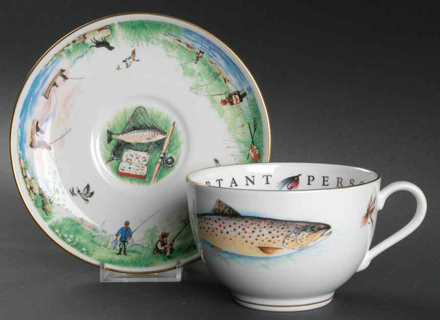 Very Important Person Cup & Saucer Fishing Cup & Saucer - Boxed by Royal Worcester-1