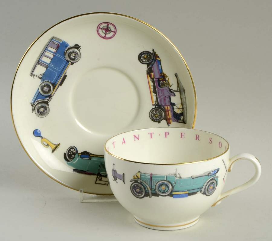 Very Important Person Cup & Saucer Classic Cars Cup & Saucer-Purple - No Box by Royal Worcester-1