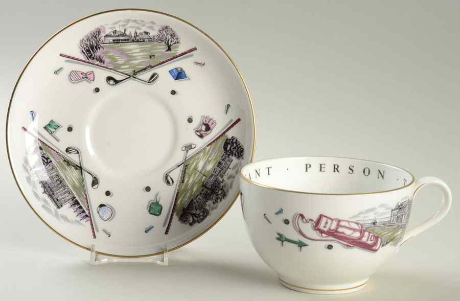 Very Important Person Cup & Saucer Golf Cup & Saucer- Black  - Boxed by Royal Worcester-1