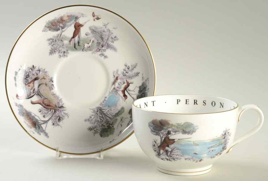 Very Important Person Cup & Saucer Pheasant Hunting Cup & Saucer - No Box by Royal Worcester-1